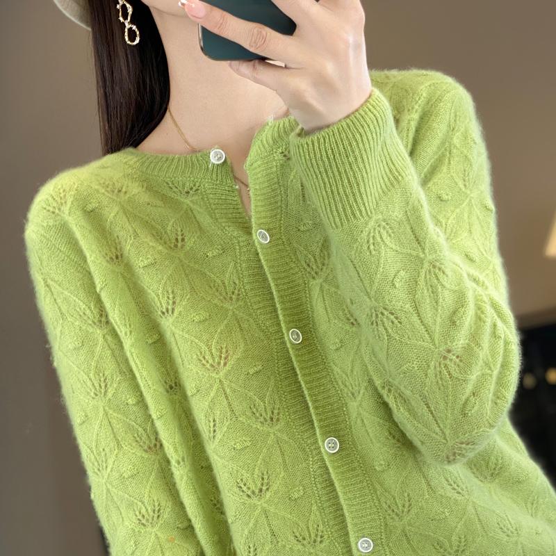 Women's Cashmere Cardigan Qinghe Cashmere 30% Cashmere 70% Wool Women's Autumn and Winter Cashmere Cardigan Soft and Warm