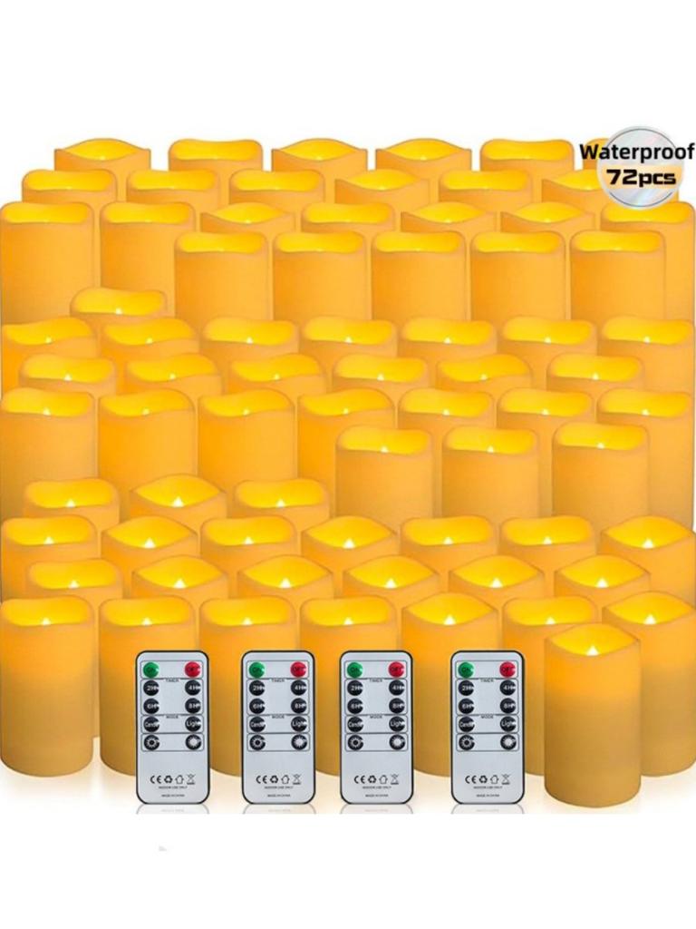 72-Pack LED Flameless Candles with Remote Control for Home and Special Occasions (Three Sizes)