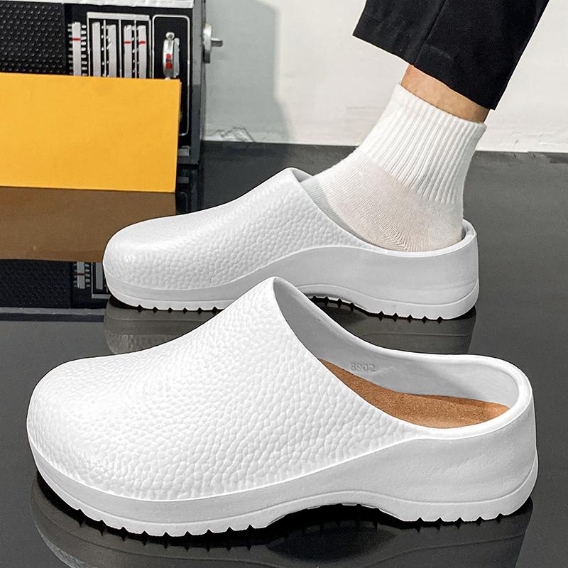 Men Summer Slipper Flip-Flop Waterproof Oil-Proof Anti-Slip Chef Shoes Comfortable Breathable Sandals EVA Soft Garden Shoes