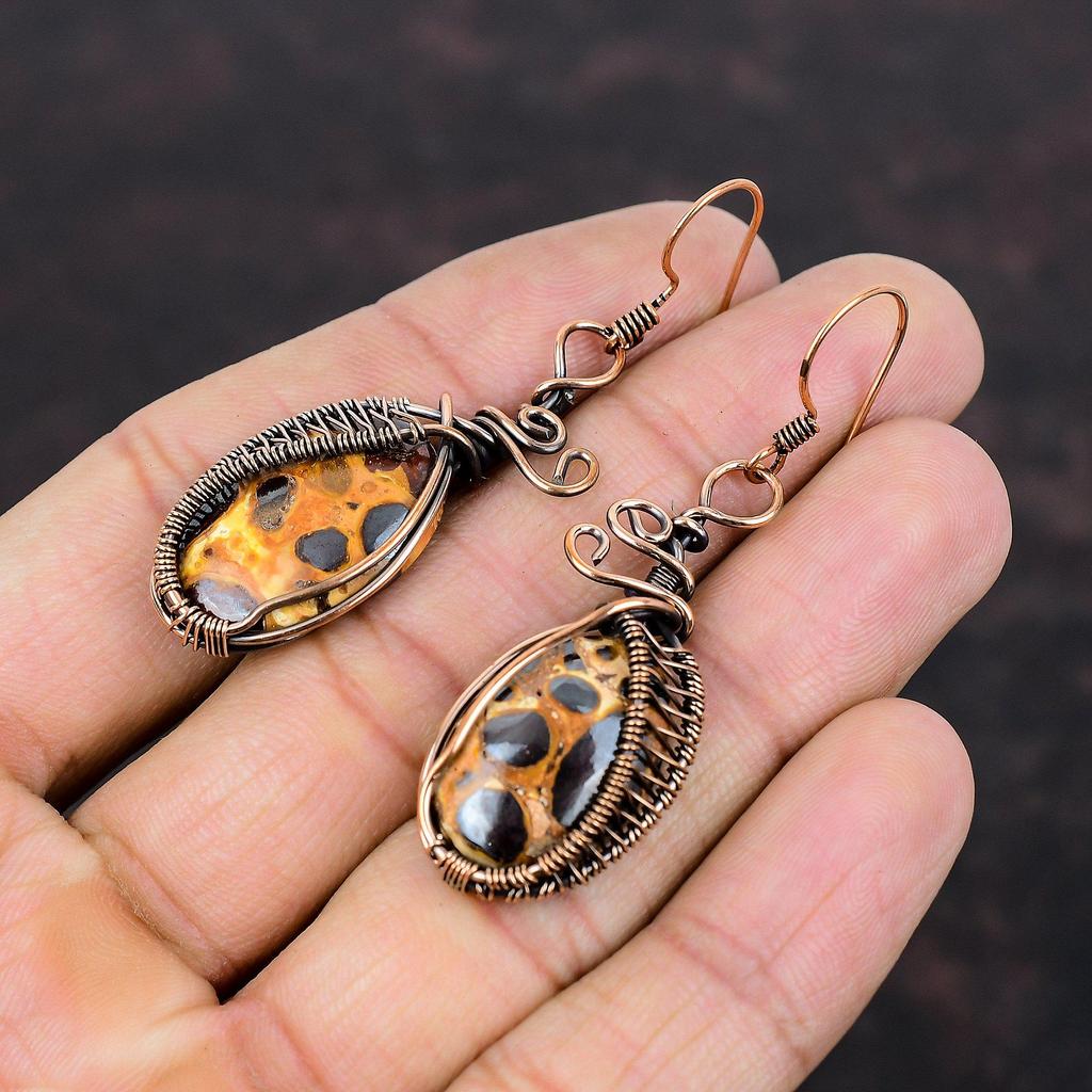 Bauxite Earring Copper Wire Wrapped Earrings Bauxite Jewelry Handmade Earrings Copper Wire Jewelry Genuine Gemstone Earring Anniversary Gift