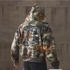 Hot Sale American Retro Camouflage Hooded Sweater, Street Letter 3D Printed Loose Zipper Sweater Top