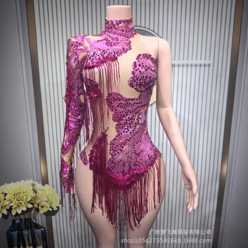 Sexy Tassel Jumpsuit Women Nightclub Dance Stage Performance Outfit Party Wear