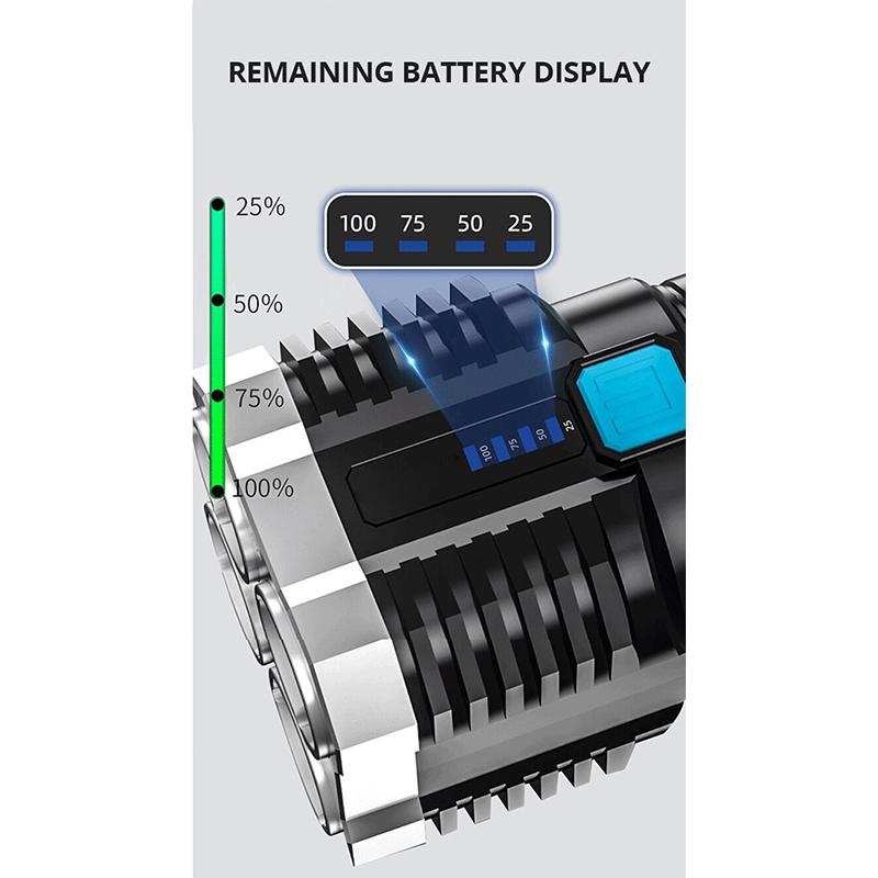 Мощные 4 светодиодных фонаря, походный фонарь с 4 ламповыми бусинами и боковым фонарем COB, перезаряжаемый портативный ручной фонарь, 4 режима освещения