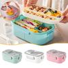 1200ML Double Layer Lunch Box with Handle Microwave Bento Box for School Office Food Sealed Fresh Box Storage Containers