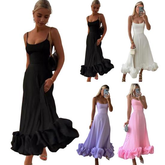 Женское платье-комбинация на тонких бретельках, облегающее однотонное вечернее платье трапециевидной формы с открытой спиной и без рукавов