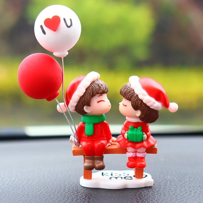 Festive Christmas Gift Car Dashboard Decor Cute Couple Creative Auto Ornament for Him Her Desktop Office Desk Decoration