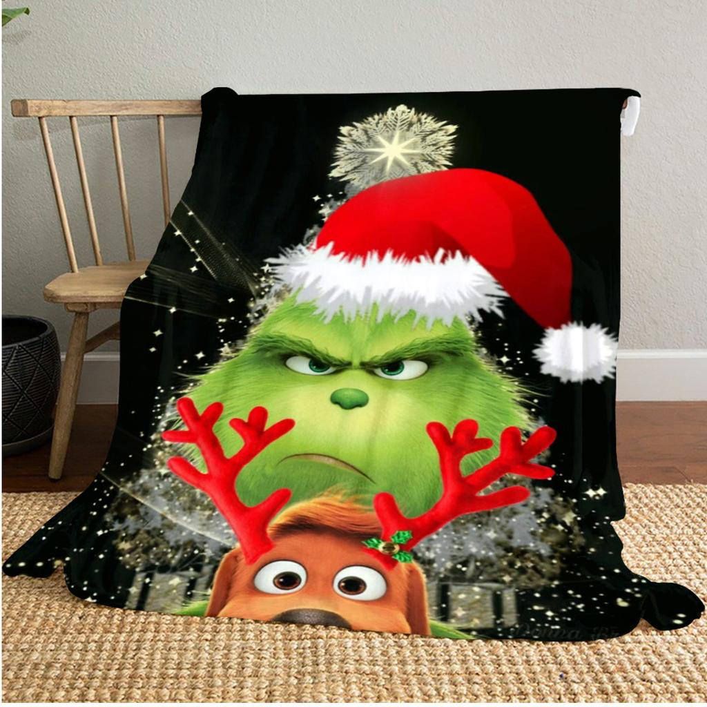 Grinch Christmas Adventure Plush Blanket Soft Comfortable All Seasons blanket Sofa Office Naps blanket Outdoor Travel throw Perfect Gift