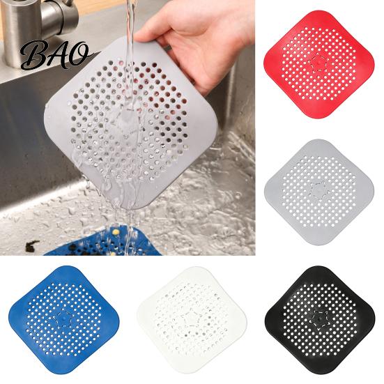 Dormitory Floor Drain 2PCS Square Cover for Shower Floor, TPR Hair Catcher Odor Non Slip Mat Stopper, Detachable Deodorizer Pad Bathroom Kitchen