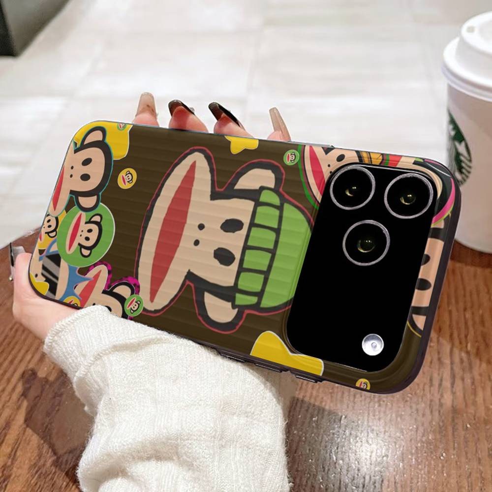 Классический Модный Логотип P-Paul F-Frank Для IPhone 16 15 14 13 12 11 17 Pro Max Plus Волна Гофрированный Чехол для Телефона Защитный От Падений