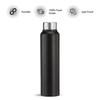 Stainless Steel Water Bottle | BIS-Approved | 900ml (Matte Black)