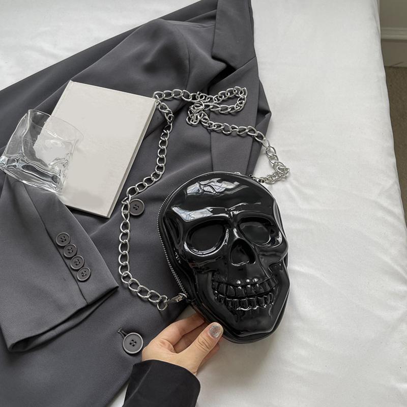 Милая сумка на плечо с рисунком из мультфильма «Хэллоуин», забавная сумка с изображением черепа призрака из искусственной кожи, сумка на молнии, кошелек, маленькая сумка через плечо для телефона