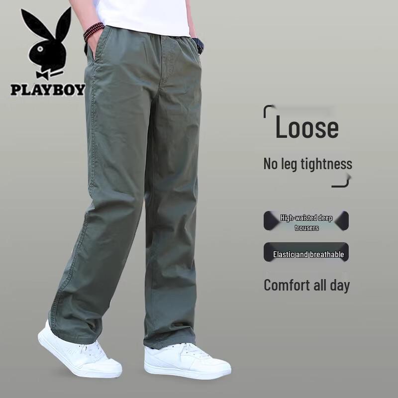 PLAYBOY Мужские летние свободные прямые хлопковые повседневные брюки