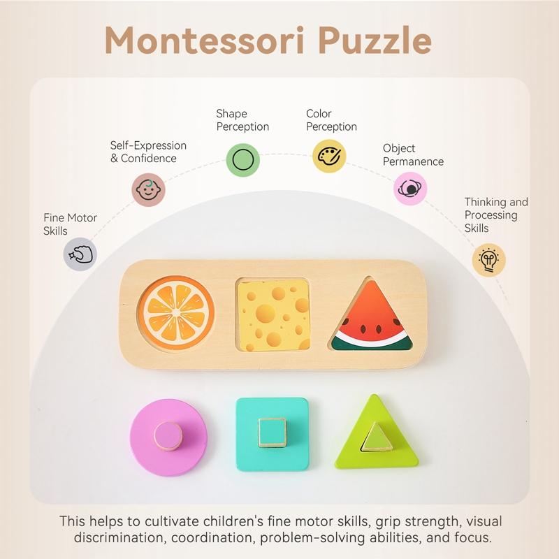 Montessori Education Baby Toys 0 12 Months Wooden Puzzle Shape Pairing Toys Baby Sensor Toys Boy Girl Toys Baby Accessories Gift