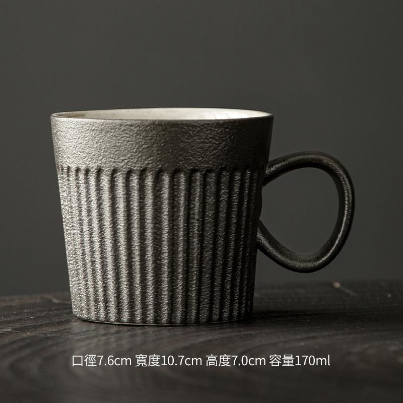 Coarse Pottery Coffee Cup Hand-Punched Retro Kiln-Changed Wooden Handle Mug Japanese Handmade Personalized Couple Pair Cup Household Water Cup