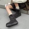 Grey thick-soled snow boots for women, winter two wear velvet thickened snow cotton shoes for women, long tube