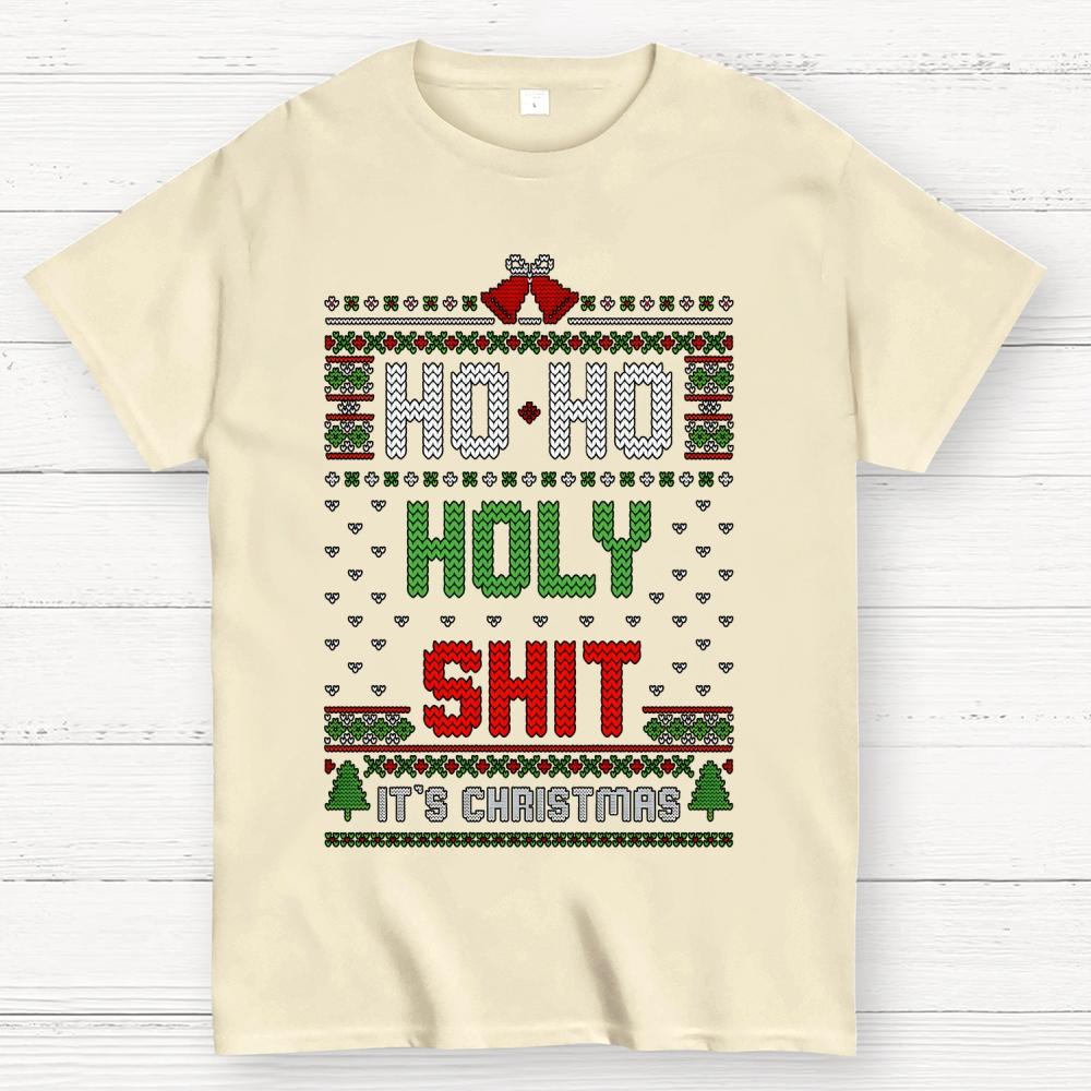 Ho Ho Holy Shit It's Christmas Cotton Summer Casual Cool Loose T-Shirt