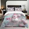 3Pcs Cute Christmas Snowman Bedding Set Christmas Ball Snowman Snowflakes Pattern Duvet Cover Set (1*Duvet Cover + 2*Pillowcase)