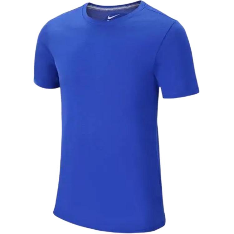 Nike Мужские футболки Dri Fit Синие с круглым вырезом Умеренный прямой крой 743034-474