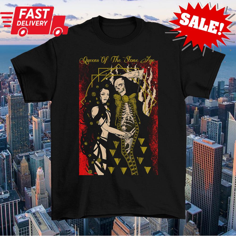 QUEENS OF THE STONE AGE 2017 Ирландия Футболка Классическая Черная Унисекс S-5XL Унисекс Футболка