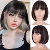 Женский модный короткий парик до плеч с челкой, градиентный черный, серый парик из синтетического волокна для женщин