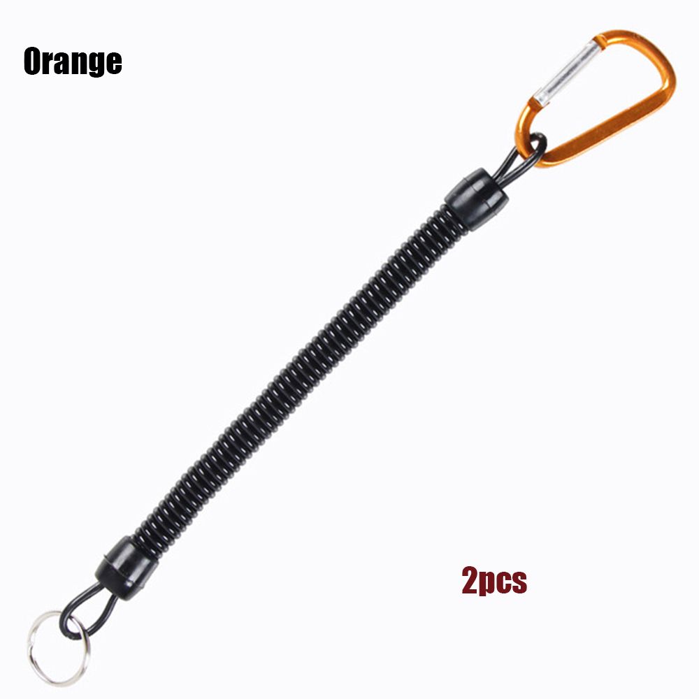 Camping Portable Fishing Lanyards Spring Elastic Rope Camping Carabiner Anti-lost Phone Keychain