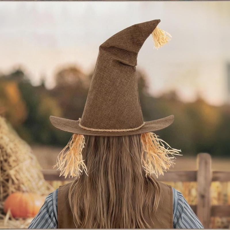 Lightweight Halloween Witch Hat Soft Scarecrow Costume Hat for Adult Cosplay Festival Theme Party Fancy Dress Props