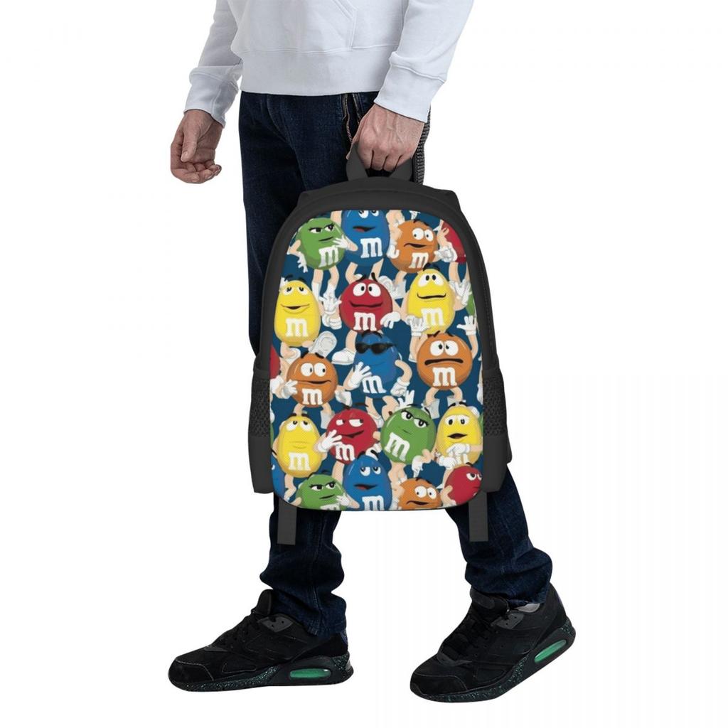 New M And M Characters Student Backpack School Bag Hiking Travel Daypack for Boys Girls Fashion Bookbag Shoulder Bags