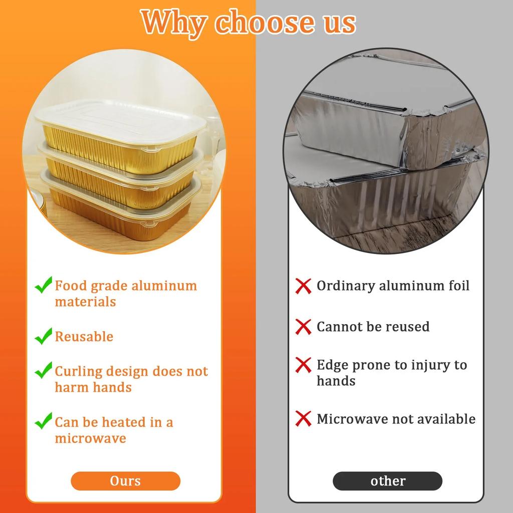 20 шт. Алюминиевые формы с крышками, пищевая алюминиевая фольга, противень, золотой лоток-контейнер, прямоугольные алюминиевые формы для выпечки кексов