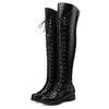 Fashion New Autumn/Winter Cross Tie Square Heel Round Head Over Knee Long Boots Fashion Retro Solid Color Knight Boots
