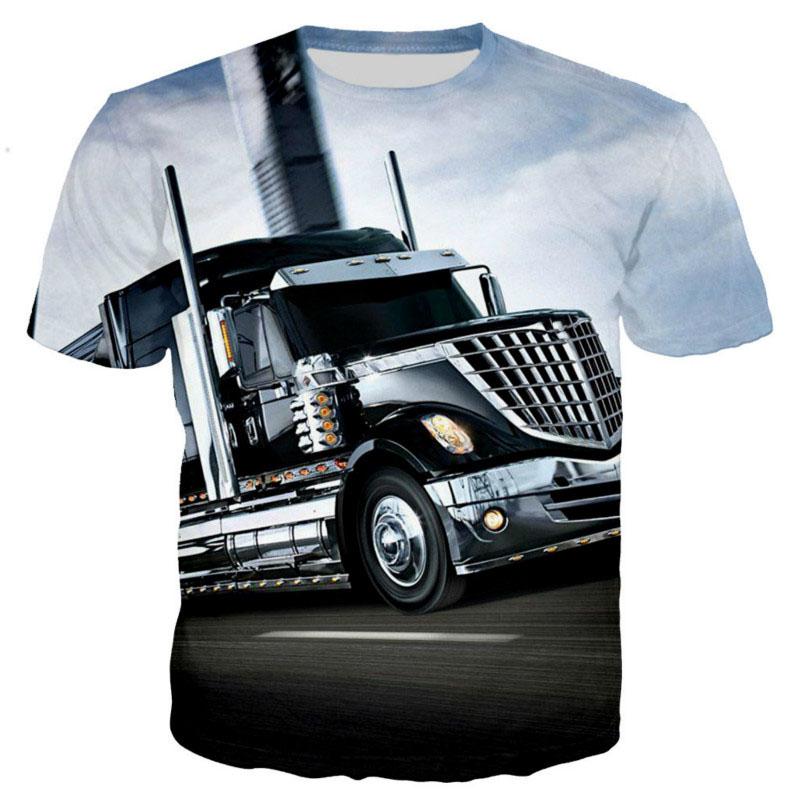 Summer New Heavy Truck 3D Print T-Shirts Fashion Men's Women Short Sleeve T Shirt Oversized Harajuku Y2k Tops Tees Kids Clothing