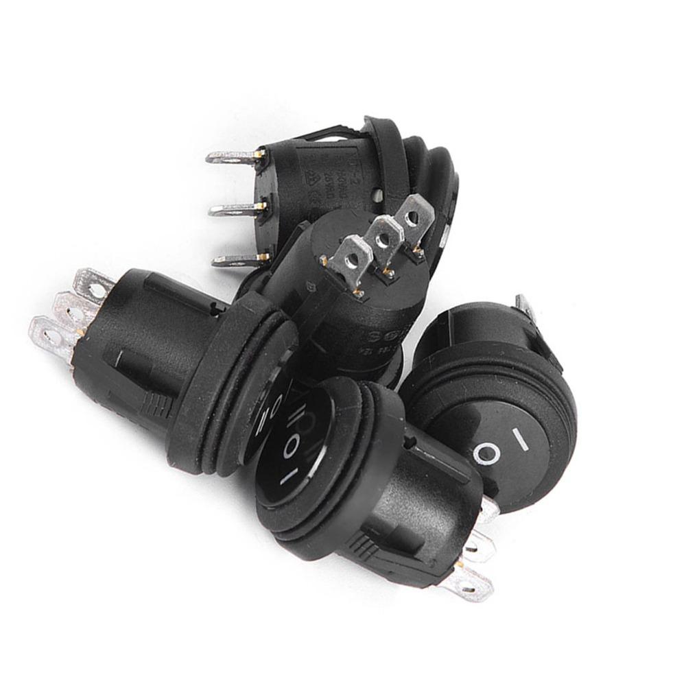 5PCS Black Color Round Rocker Switch 3 Pin SPDT Switch Durable Rocker Switch  Marine