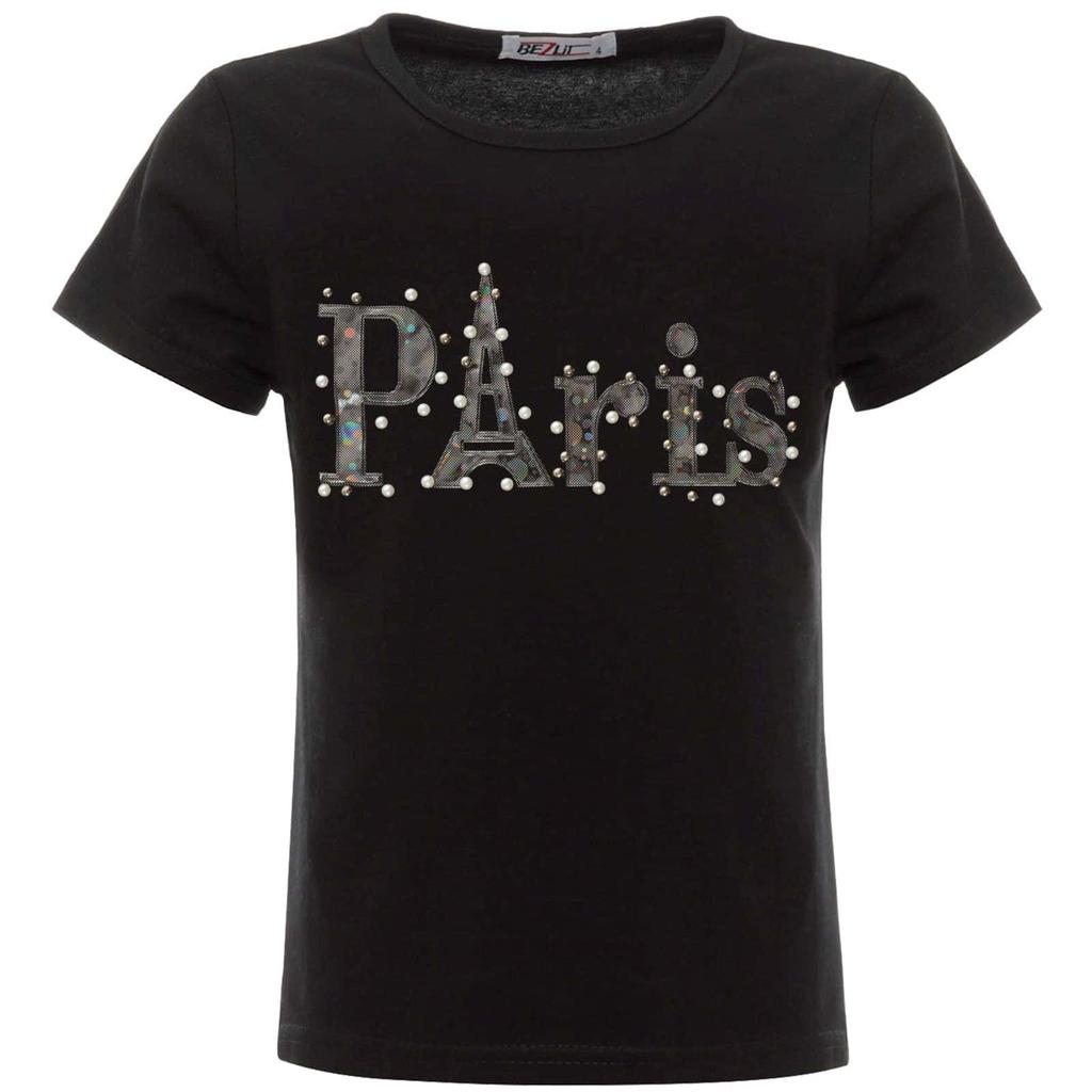 Футболка для девочек с искусственным жемчугом и голограммой