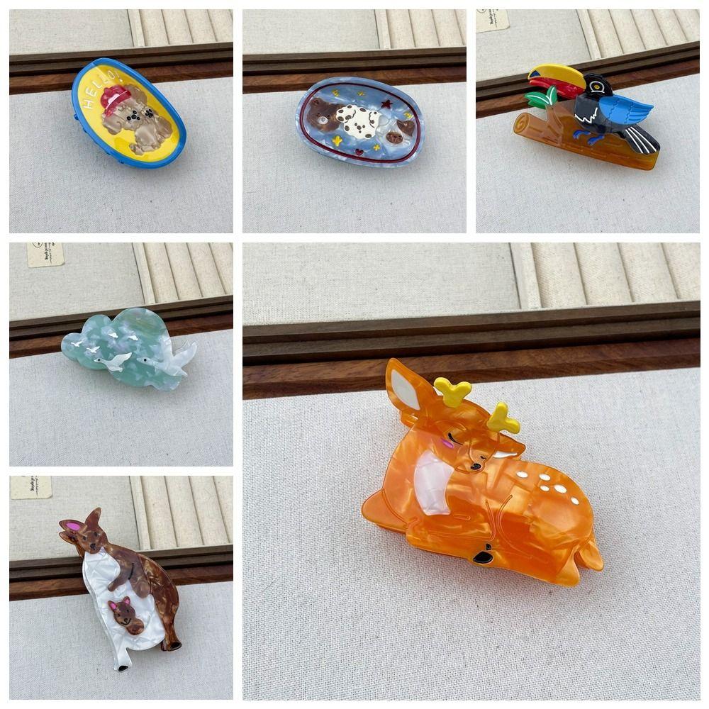 Rabbit Cartoon Animal Hair Clip Puppy Geometry Shark Clip Funny Bear Acetate Hair Claw Female