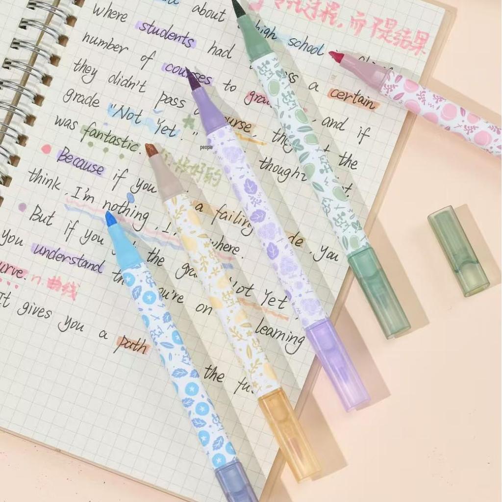 Double-Ended Scented Fluorescent Highlighter Pens - 6 Pack, 12 Scents, For Journaling, Note-Taking, and Drawing.