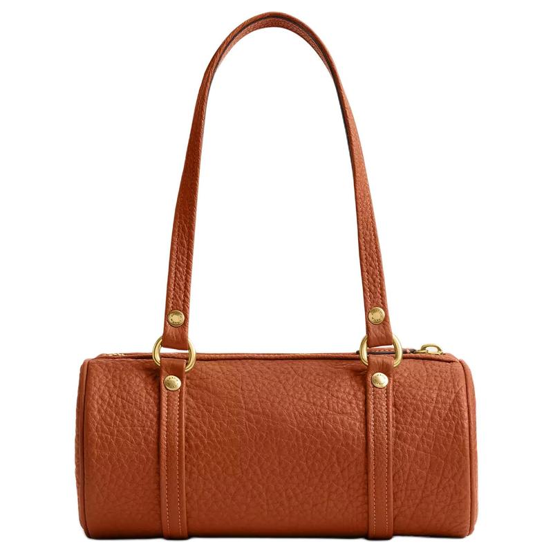 COACH Kisslock 28 Metallic Finish Pebbled Textured Leather Boston Bag Shoulder Bag Large Women's Amber Brown