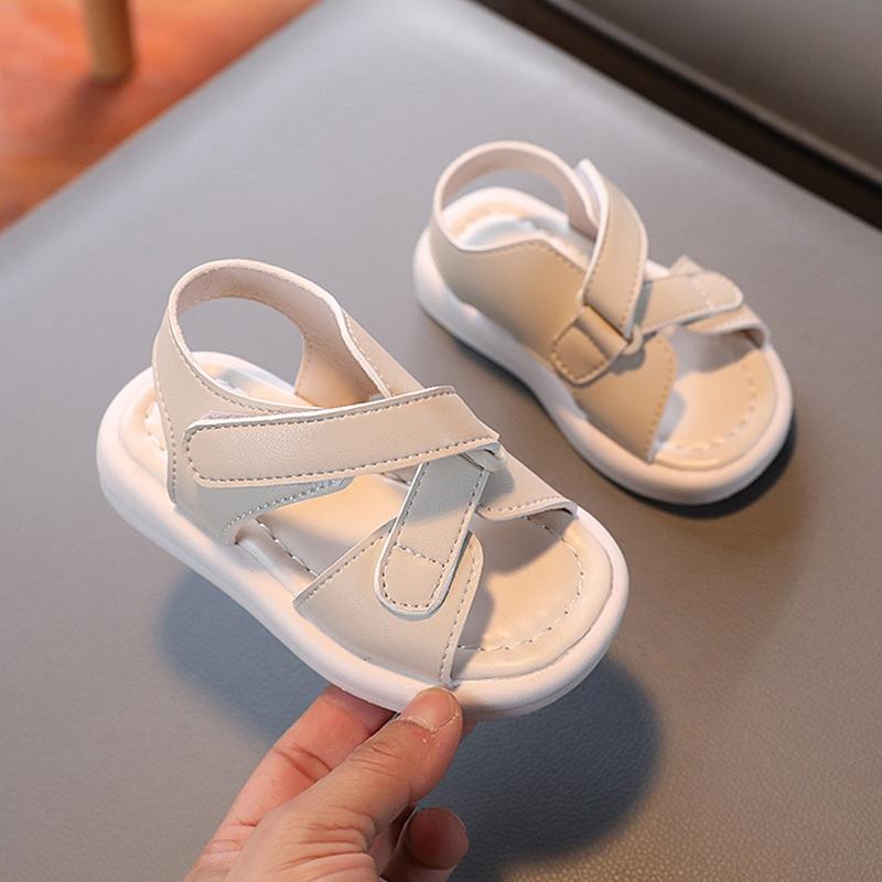 Детские летние удобные простые повседневные уличные универсальные ретро однотонные нескользящие пляжные туфли с мягкой подошвой для маленьких мальчиков и девочек, сандалии, обувь