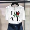 (Asian Size) Fashion Print Butterfly Love Heart Trend Cute Sweet Graphic Tee Female Casual T Clothing Casual Women's Top Short Sleeve T-shirt