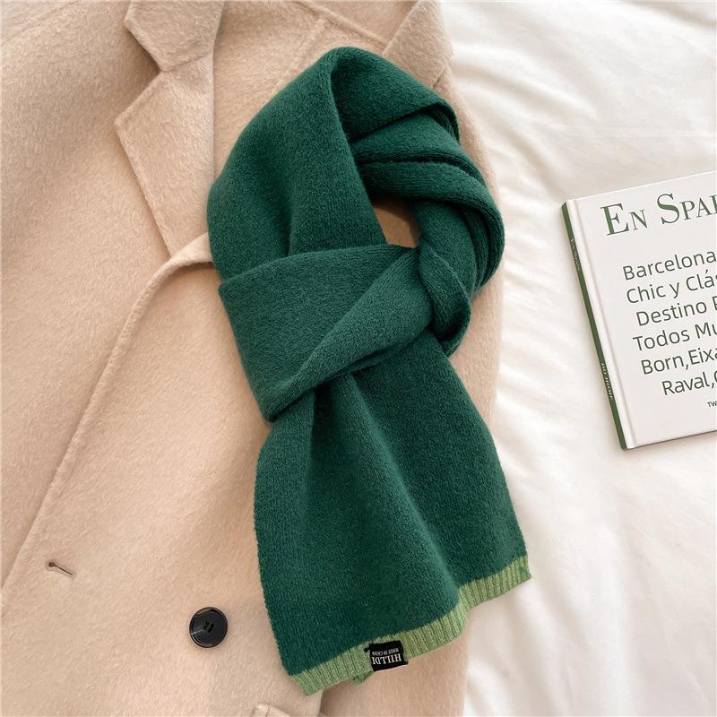 Winter New Solid Color Versatile Raw Scarf Knitted Wool Warm Scarf For Men And Women Basic External Thickened
