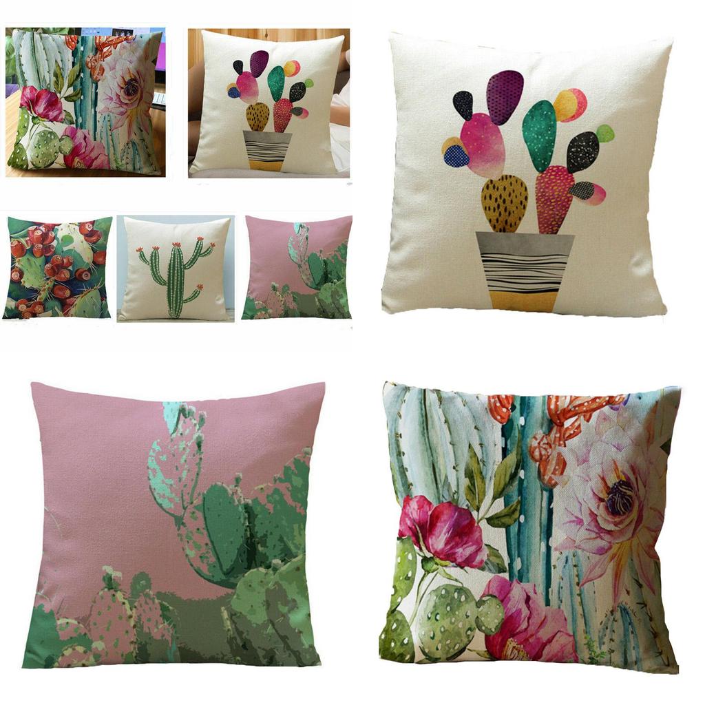 Timeless Tropical Flower Cactus Cushion Cover For Elegant Home Styling