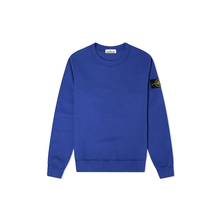 STONE ISLAND Badge Logo Crewneck Periwinkle Men Tops Blue 751563020-V0043