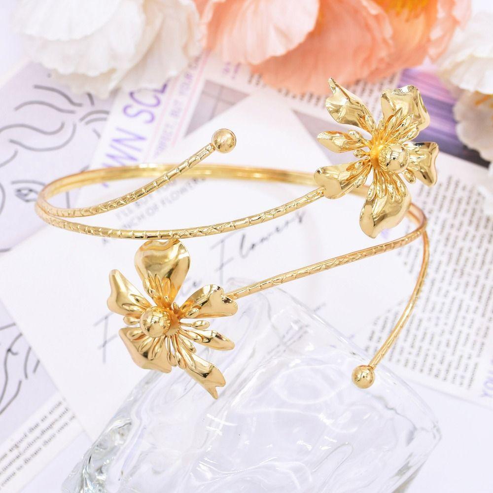 Adjustable Flower Bracelet Hollow Out Arm Ring Exquisite Armband  Beach