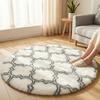 Dywan okrągły do salonu shaggy DECOR antypoślizgowy miękki puszysty 140x140 White Lantern
