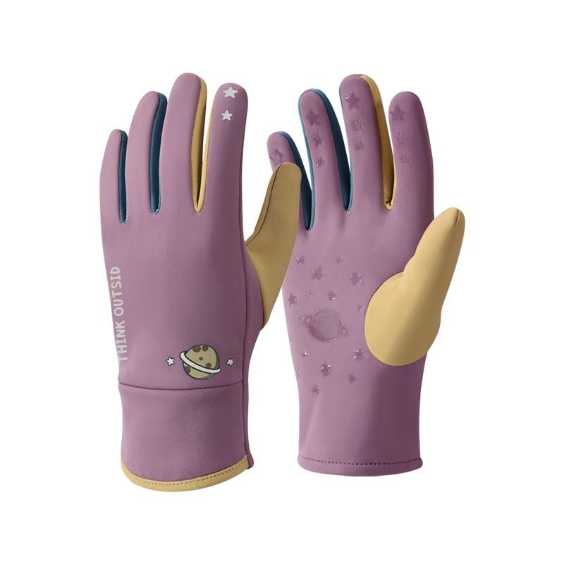 Kids Winter Warm Cycling Gloves Girls Boys Anti-Slip Thick Fleece Lined Full Finger Outdoor Riding DRST41