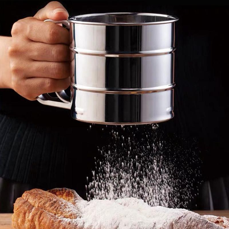 Ручное стальное сито для муки Ручное полуавтоматическое сито-чашка для муки Маленький инструмент Кухонное сито для выпечки Аксессуары для кухни
