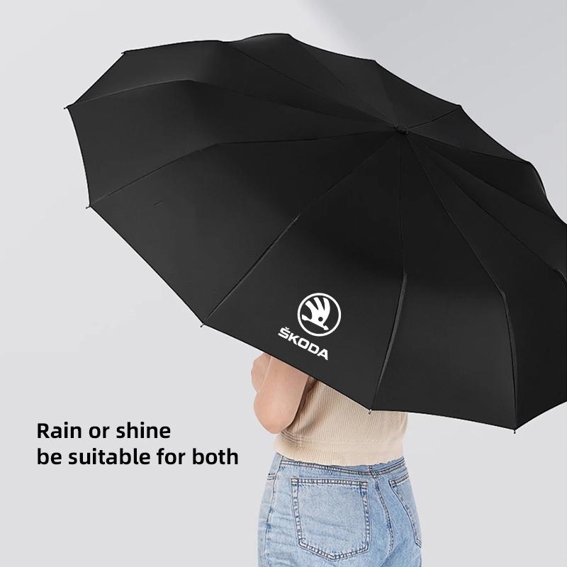 2025 Новый складной зонт с логотипом автомобиля, аксессуары с защитой от УФ для Skoda Octavia Superb Rapid Kodiaq Karoq Fabia Kamiq Enyaq Vision RS Y