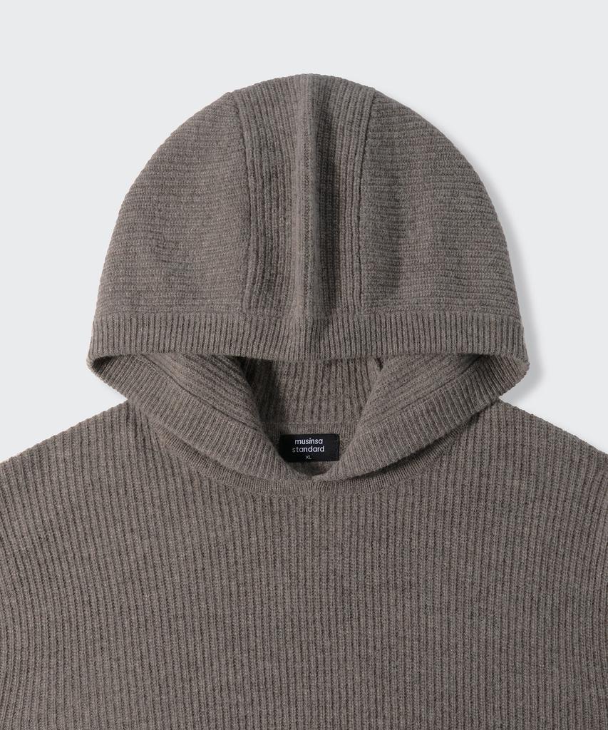 MUSINSA STANDARD [Victoria Wool] Ribbed Hooded Knit [Taupe]