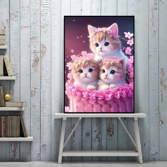 Пейзаж с бриллиантами, милый кот, принт, дизайн, улучшение координации, снятие стресса, мозаика, алмазная вышивка, украшение для дома, сделай сам, подарок