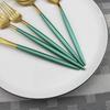 1pcs Green Metal Dinnerware Reusable Gold Flatware 304 Stainless Steel Cutlery Knife Fork Spoon Dessert Tea Kitchen Tableware