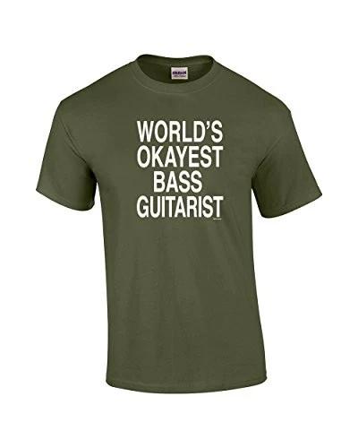 World's Okayest Bass Guitarist T Shirt Mens Kids Womens Funny Tee for Guitarist military