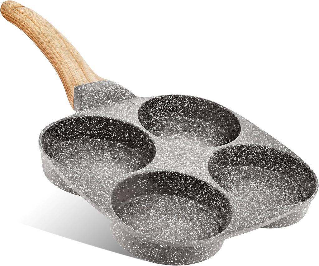 Dove Gray 4 Cup Nonstick Pan Omelette Mini Pancake Pan for Stove Top Gas and Electric Small Skillet Breakfast